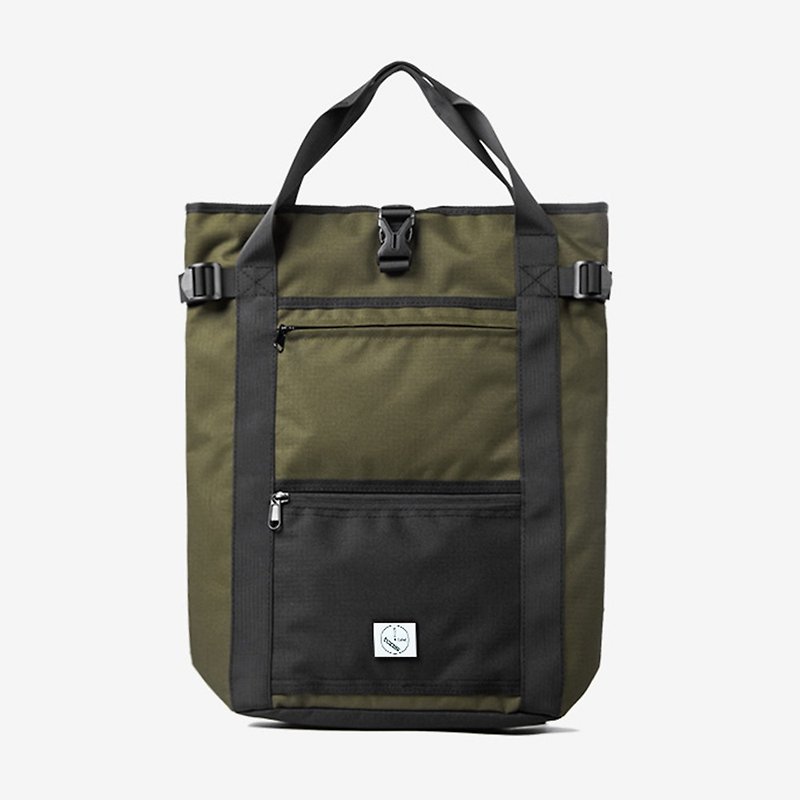 素色雙肩手提包/後背包-三色142AI2017F162 - 後背包/書包 - 聚酯纖維 綠色