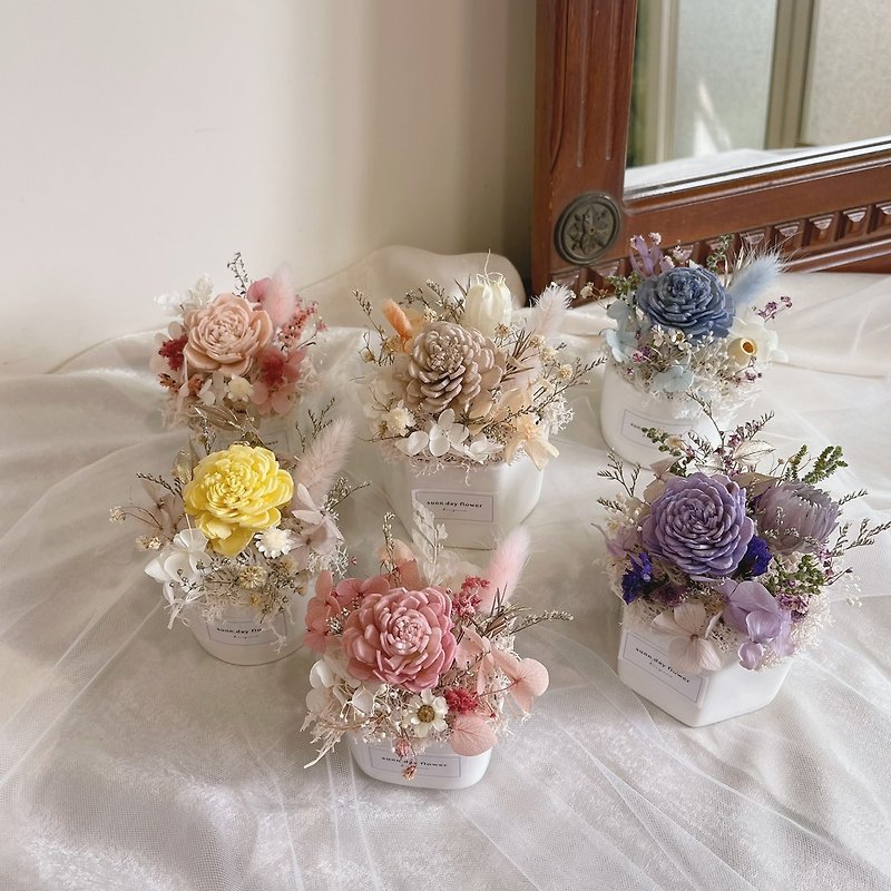 [Small Potted Flowers for Diffusing Fragrance] Valentine's Day Flower Gift Office Small Things Multi-color Choice Customized Diffusing Flowers - Dried Flowers & Bouquets - Plants & Flowers 