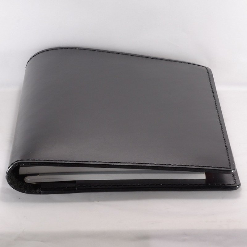 Handmade leather A5 notebook book cover dark black leather case-free customized branding - สมุดบันทึก/สมุดปฏิทิน - หนังแท้ สีดำ