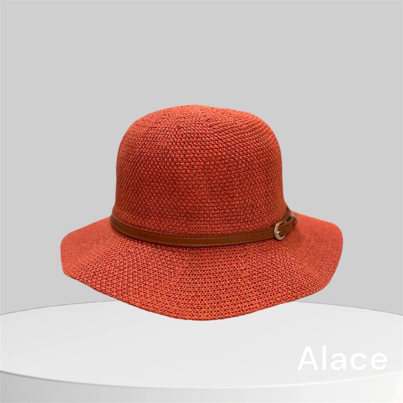 Wavy belt hat - bright orange - หมวก - ผ้าฝ้าย/ผ้าลินิน 