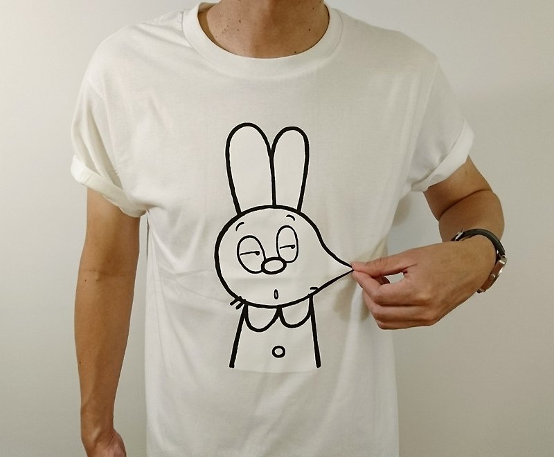 Pinched Rabbit T-Shirt Child White 110 - อื่นๆ - ผ้าฝ้าย/ผ้าลินิน 