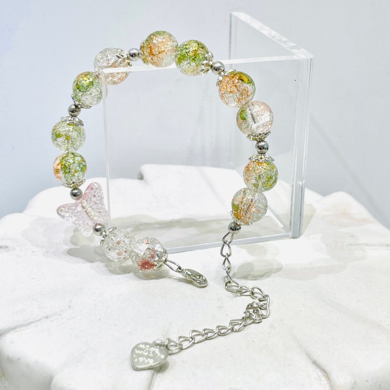 Taiwanese designer handmade jewelry-Ice Crystal Bead Bracelet [New Chinese Style-Mei Po Chun Xiao] - Bracelets - Colored Glass 