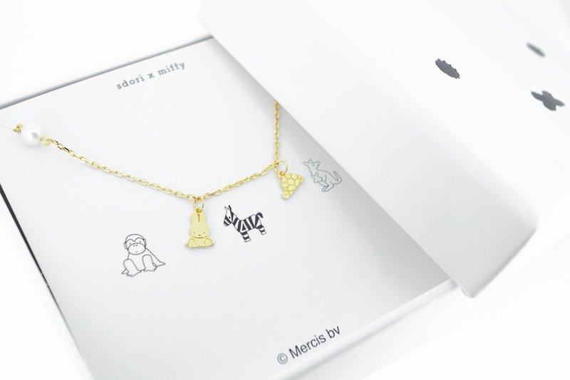 【Pinkoi x miffy】Miffy at the zoo Pearl Silver Necklace - Bracelets - Sterling Silver Silver