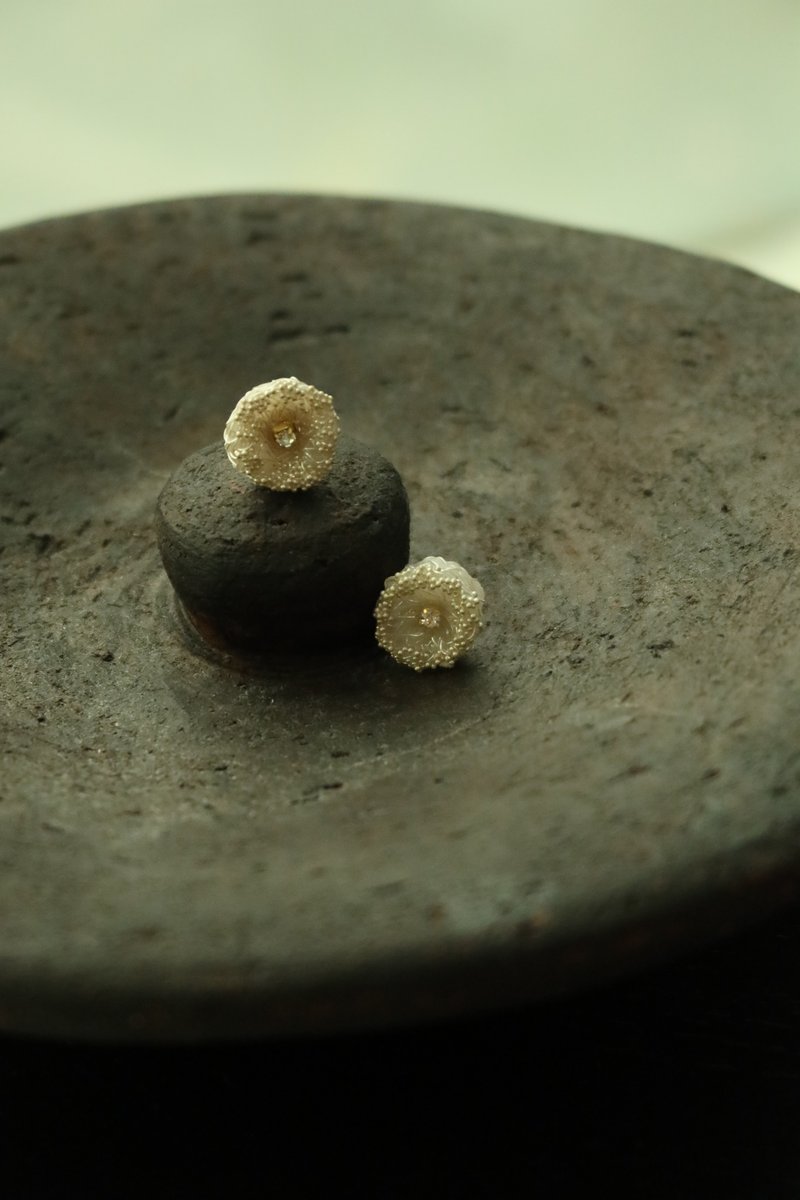 繁星圓月耳環\耳夾可 樹脂耳環 925銀針 夾式耳環 手工製作 - 耳環/耳夾/耳骨夾 - 純銀 銀色