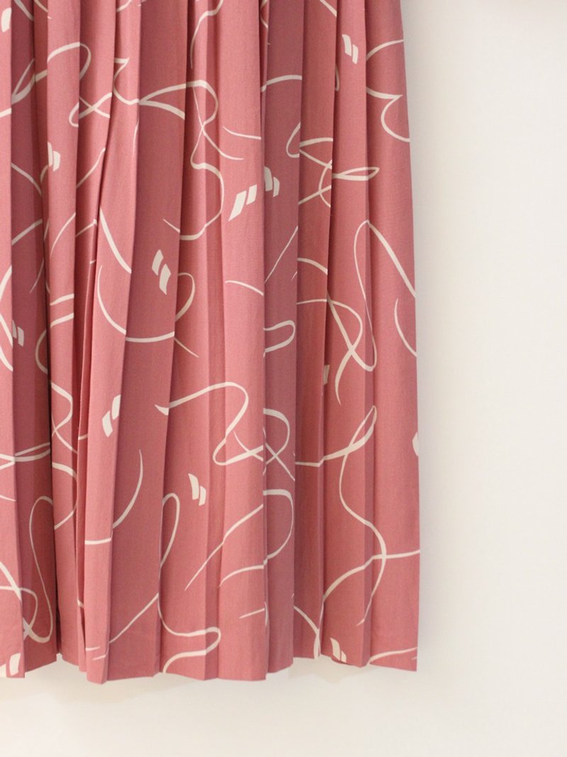 Vintage Early Spring Geometrical Pink Long Sleeve Vintage Dress Vintage Dress - ชุดเดรส - เส้นใยสังเคราะห์ สึชมพู