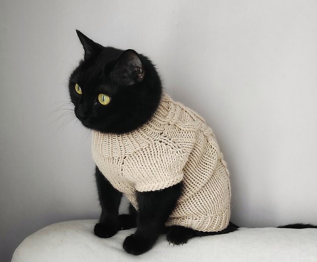 Cable cat sweater Hand knit jumper for cat Knit clothing for pets