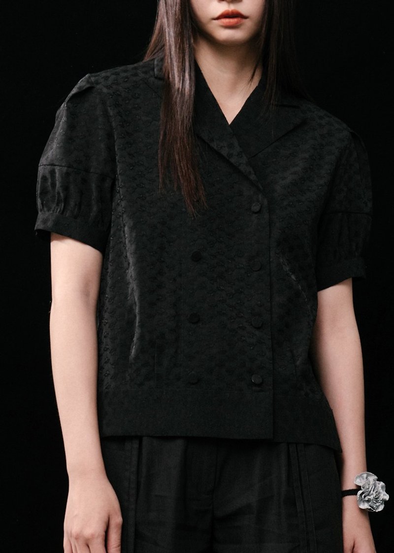 Eileen Double Breasted Shirt / black - เสื้อผู้หญิง - เส้นใยสังเคราะห์ สีดำ