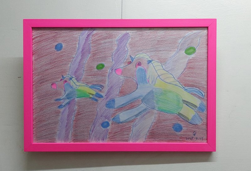 原畫 飛躍 - 海報/掛畫 - 紙 粉紅色