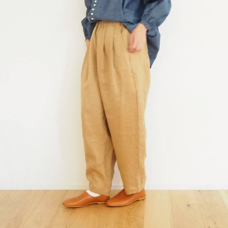 Heavy linen denim balloon pants - กางเกงขายาว - ผ้าฝ้าย/ผ้าลินิน สีน้ำเงิน