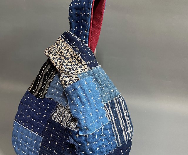 手工古布襤褸結袋handmade kofu knot bag - 設計館Tshiukang Taiwan