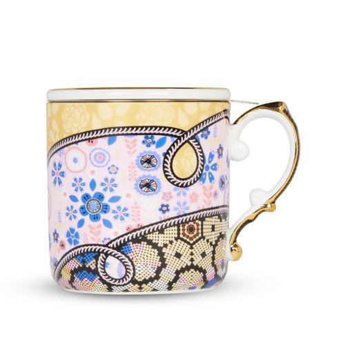 T2茶世界 【T2 tea】骨瓷馬克杯 華麗復古系列(金色)