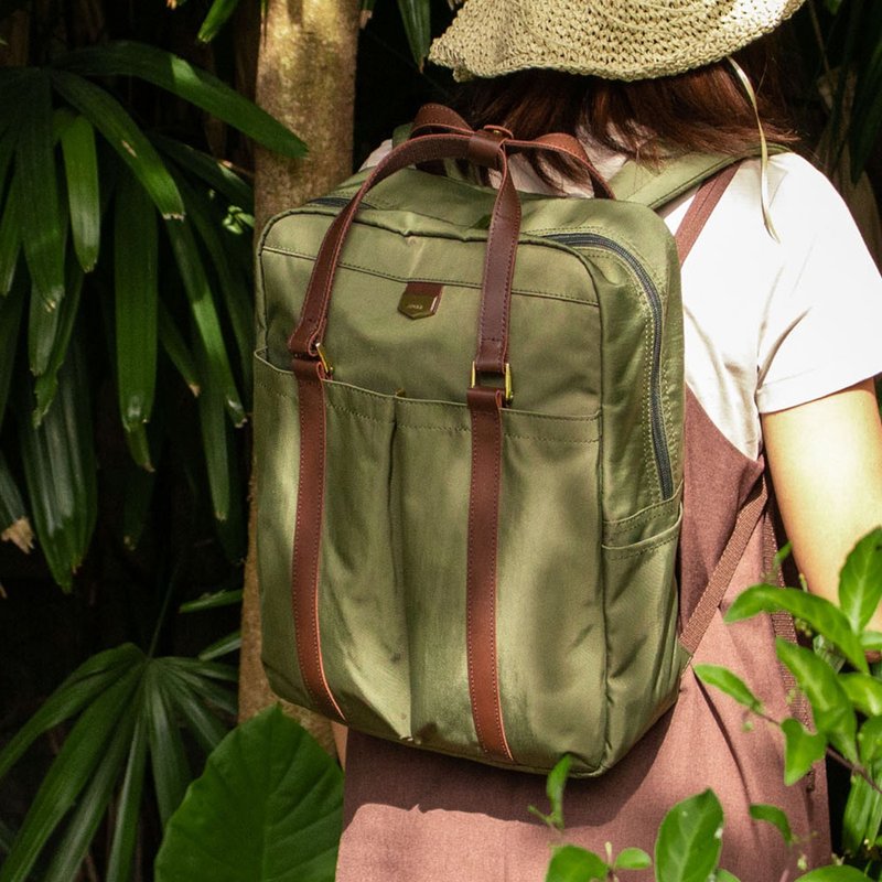 COCA Dual-use Waterproof Backpack-Army Green (Free Custom Engraving) - กระเป๋าเป้สะพายหลัง - เส้นใยสังเคราะห์ สีเขียว