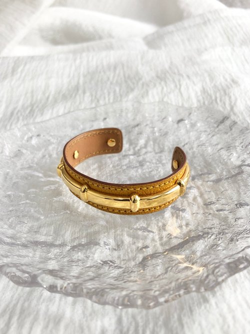 HERMES agata bangle エルメス バングル ブレスレット HERMES Agata black leather bangle | VINIVINI ONLINE SHOP