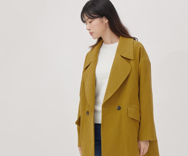 Beata Cotton Double-breasted suit / Mustard - Shop so that's me