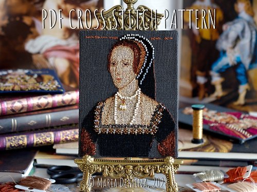 LittleRoomInTheAttic Anne Boleyn - Unknown artist - PDF cross stitch pattern 十字绣