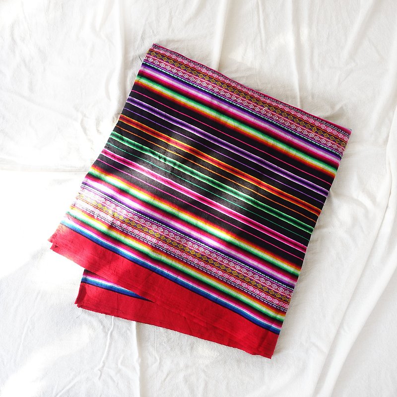 BajuTua/Ancient / Mexican Maya Rainbow Handmade Woven Blanket - ผ้าห่ม - เส้นใยสังเคราะห์ หลากหลายสี