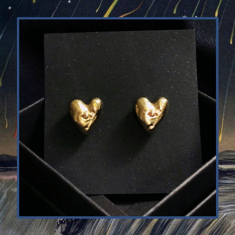 925銀針 愛心造型 黃銅耳環 II 魔法愛心耳環 - 耳環/耳夾 - 銅/黃銅 金色