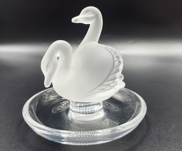 LALIQUE ラリック クリスタル ガラス山羊リングトレイ ラリック – 2 つの白鳥 - ショップ DeAntico 置物 - Pinkoi