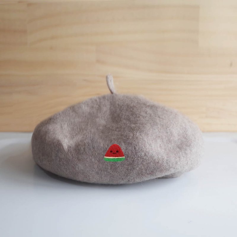 【Q-cute】貝雷帽系列-西瓜帽子-可加字 - 帽子 - 羊毛 多色