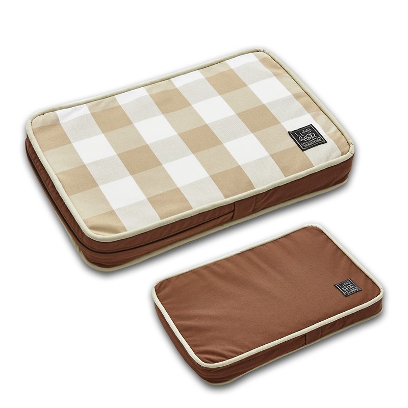 Lifeapp Pet Relief Sleeping Pad Large Plaid---XS (Brown White) W45 x D30 x H5 cm - Bedding & Cages - Other Materials Brown