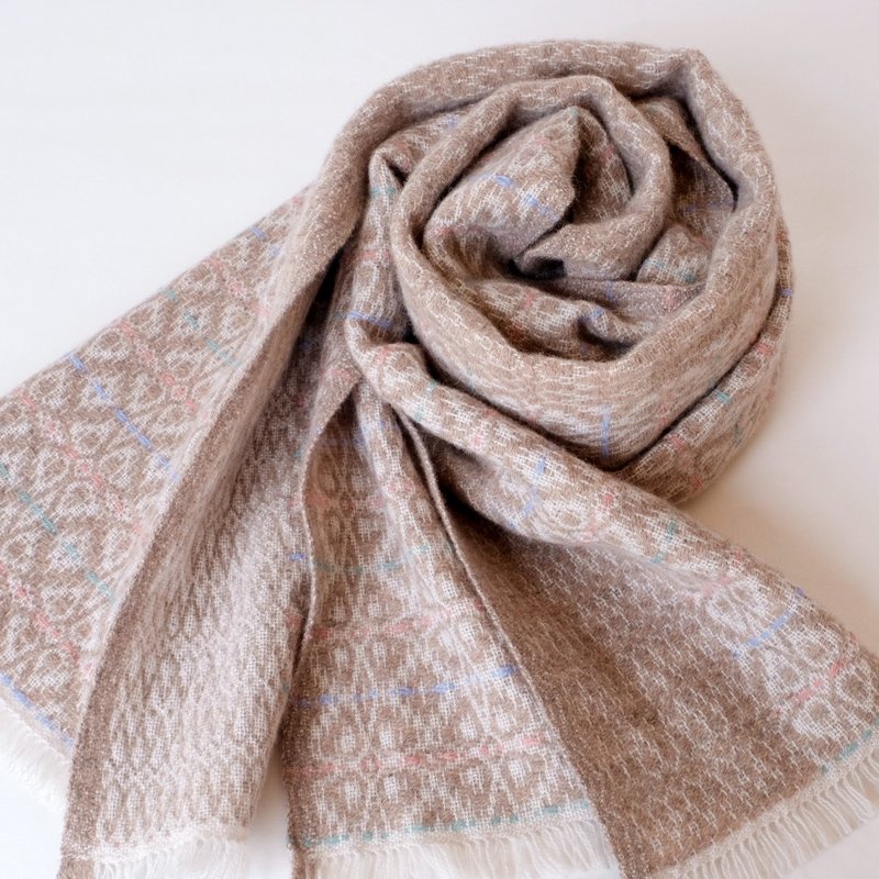 Cashmere Hand-woven 100% cashmere stole [Saika 06] - Knit Scarves & Wraps - Other Materials 