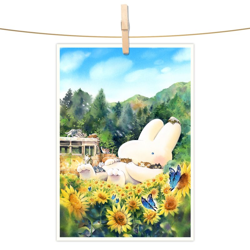 afu watercolor illustration postcard-Barren Mountain Sun Garden - การ์ด/โปสการ์ด - กระดาษ หลากหลายสี