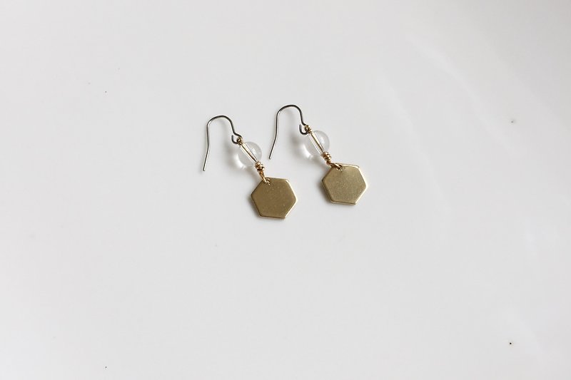 Not so minimalist crystal brass earrings - ต่างหู - แก้ว สีทอง