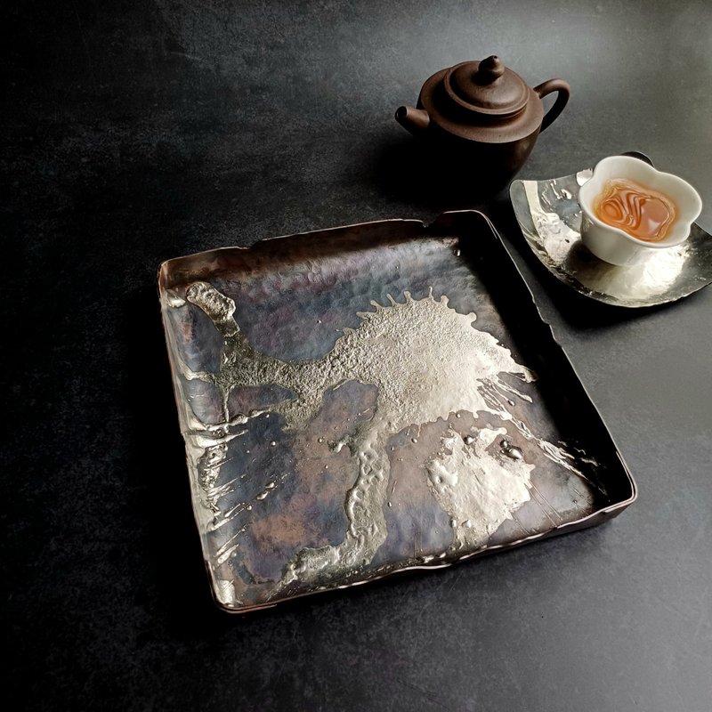 侘寂之美-手製壺承茶盤【萬象】 - 茶壺/茶杯/茶具 - 銅/黃銅 咖啡色