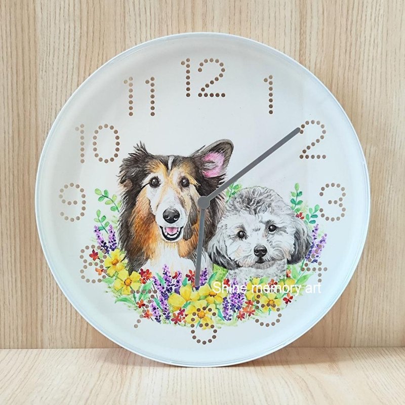 Customized hand-painted pet dog wall clocks - two - หมอน - พลาสติก 