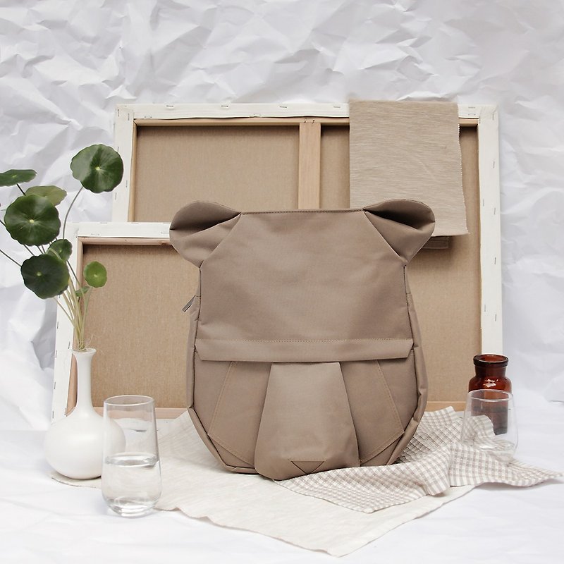 ORIBAGU Origami Bag_Brown Bear Backpack - กระเป๋าเป้สะพายหลัง - เส้นใยสังเคราะห์ สีนำ้ตาล