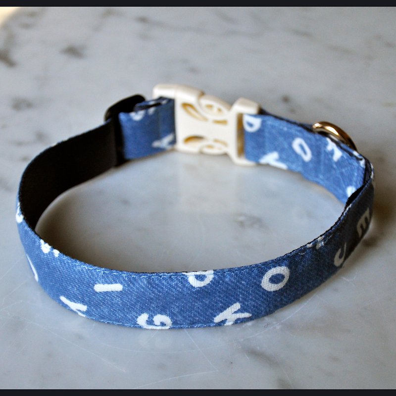 Letter dog type luminous collar dog collar collar characteristic collar leash - ปลอกคอ - ผ้าฝ้าย/ผ้าลินิน สีน้ำเงิน