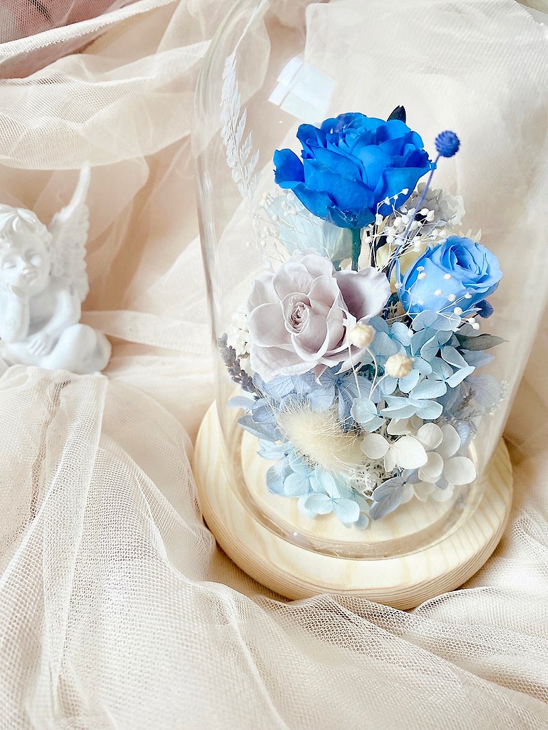 DIY材料包花材包 氣質藍色浪漫玻璃花盅 - 盆栽/花藝 - 植物．花 藍色
