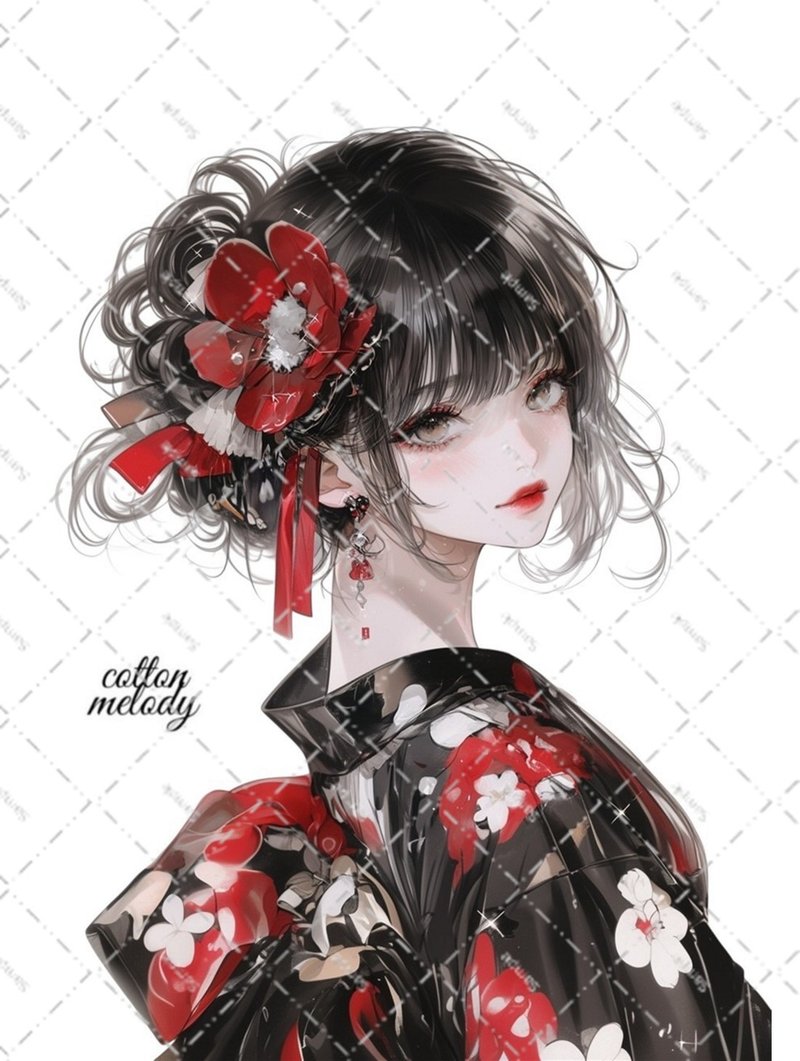original sticker no.5794 人物ステッカー オリジナルステッカー 人物ステッカー 女の子ステッカー オリジナル人物ステッカー - 貼紙 - 紙 