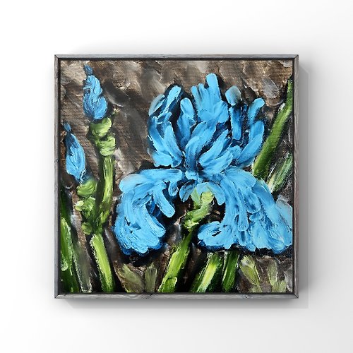 Katrin Fine Art Blue Iris flower digital art print Ukrainian artist printable floral poster