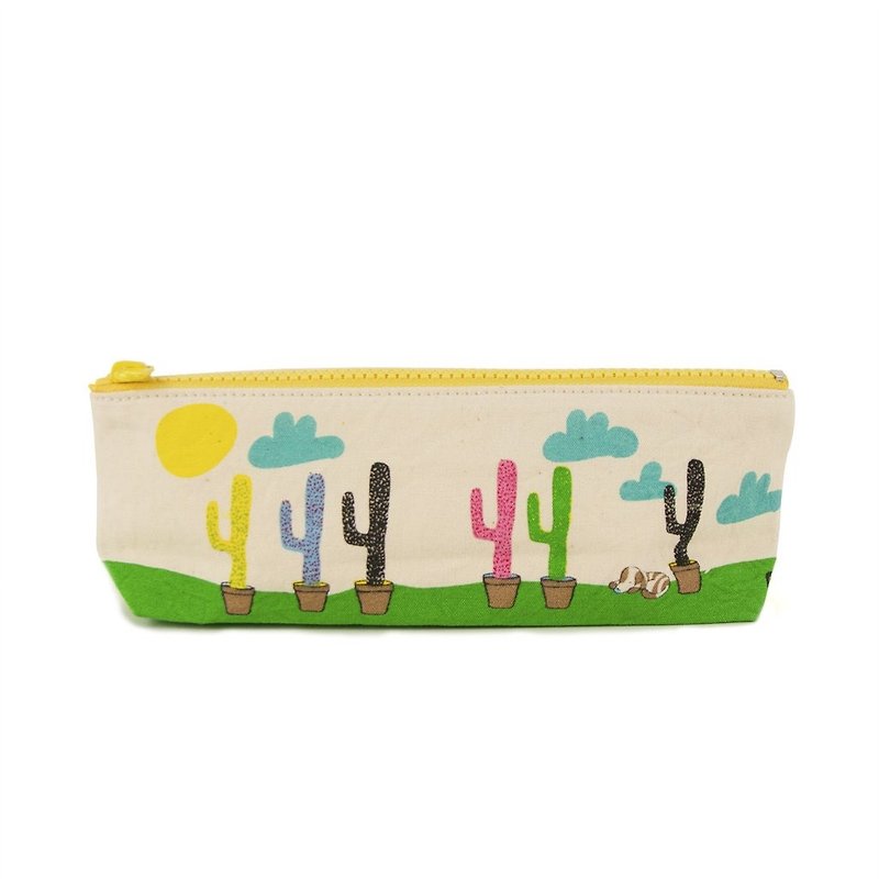 Canada Fluf Organic Cotton 【Pencil Bag/Life Tool Bag】--Cactus - Pencil Cases - Cotton & Hemp Multicolor