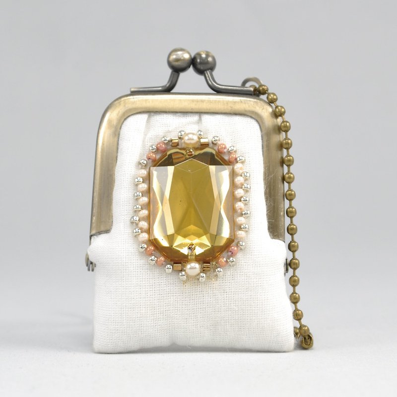 little pouch, ring case, sparkly pouch, bag charm, coin purse, pill case No.21 - 化妝包/收納袋 - 塑膠 黃色