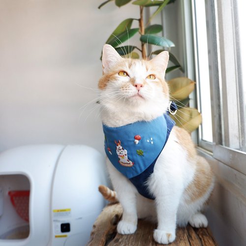 Purrcraft Hand embroideried Lucky cat & Rabbit harness for Small pet,Cat and dog,size S