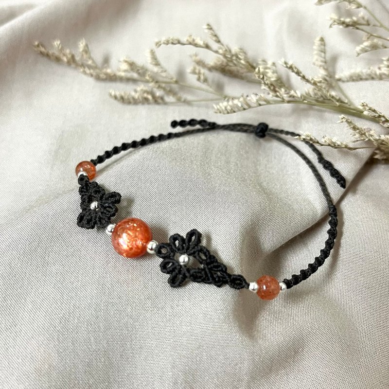 花漾編織手鍊/太陽石 - 手鍊/手環 - 水晶 橘色