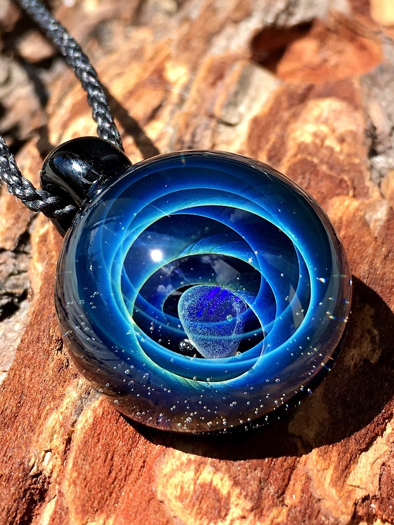 boroccus  Opal  The blue galaxy design  Thermal glass  Pendant. - Necklaces - Glass Blue