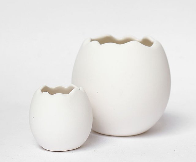 卵プランター卵形/セラミック植木鉢収納器具 - ショップ 聖新陶芸 SEISHIN 花瓶・植木鉢 - Pinkoi