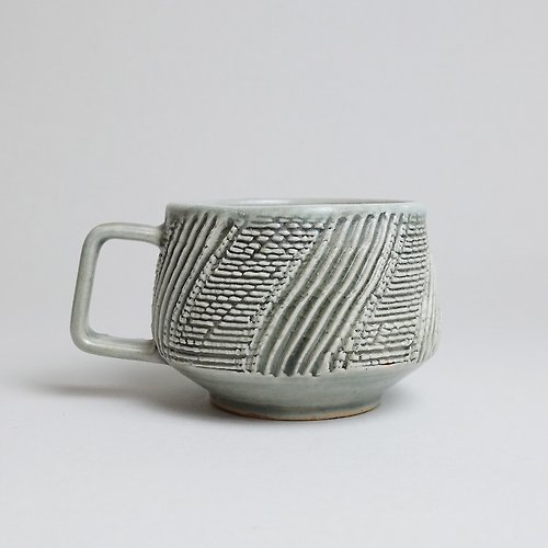 明芽窯(Bardur 陶藝) 明芽窯 l 柴燒青瓷細紋把杯 咖啡杯 茶杯 水杯 陶藝品