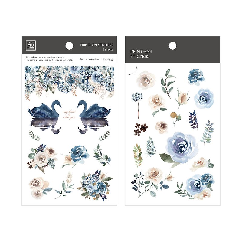 【Print-On Stickers 轉印貼紙】no.32-藍夜玫瑰 | 花草系列 - 貼紙 - 其他材質 藍色