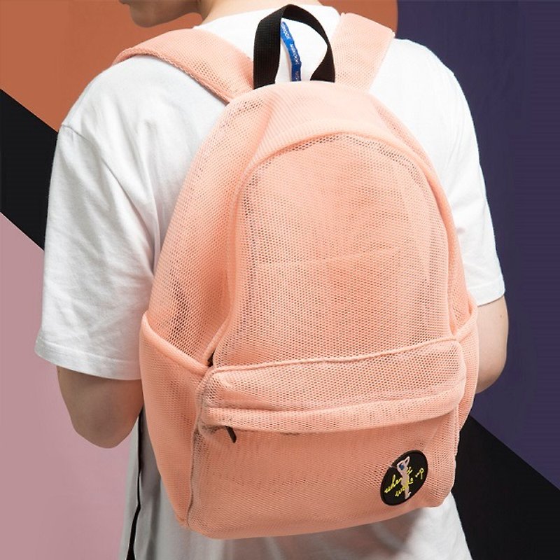 YIZISTORE透明網布包休閒大容量背包高中學生女書包旅行雙肩包 - 後背包/書包 - 其他材質 