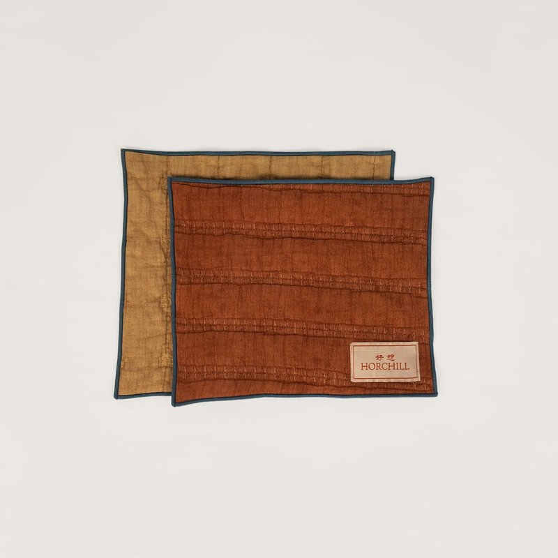 Eco Series Recycled Cloth Placemat Two-Piece Set Brick/Persimmon Orange - ของวางตกแต่ง - ผ้าฝ้าย/ผ้าลินิน สีส้ม