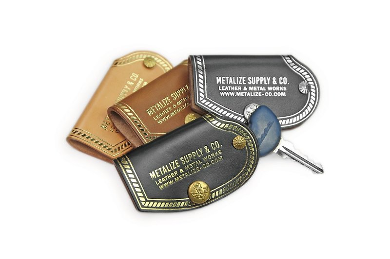 [METALIZE] retro car factory hot stamping key case - ที่ห้อยกุญแจ - หนังแท้ 