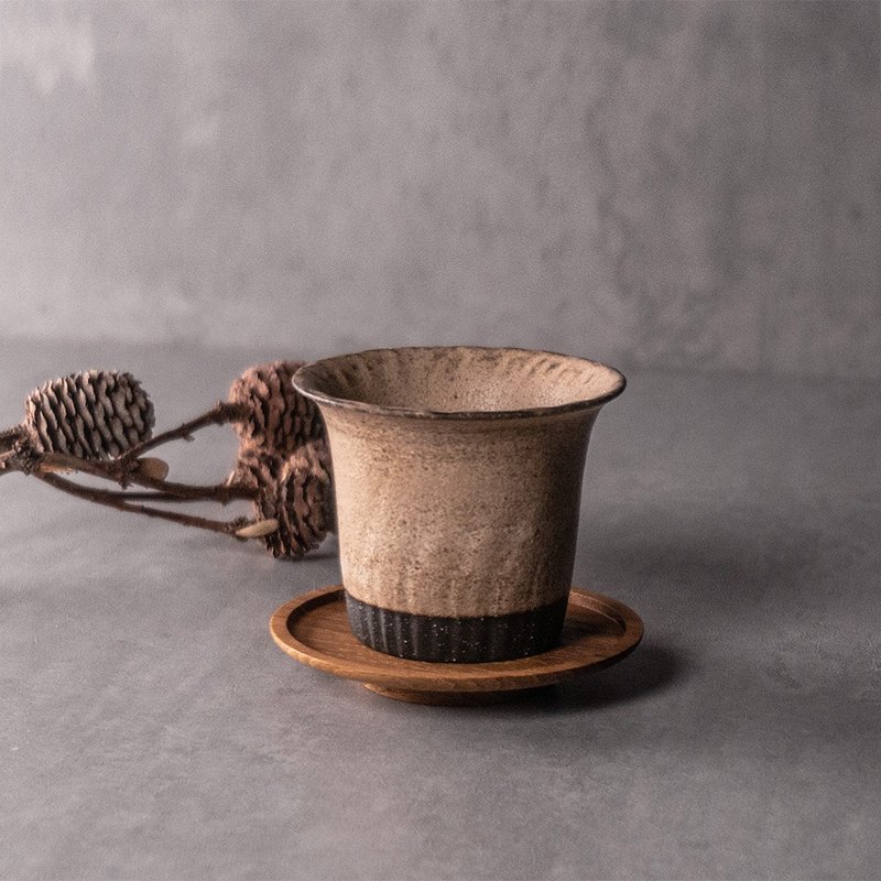 無我系列-茶杯+杯托組100ml - 茶壺/茶杯/茶具 - 陶 黑色