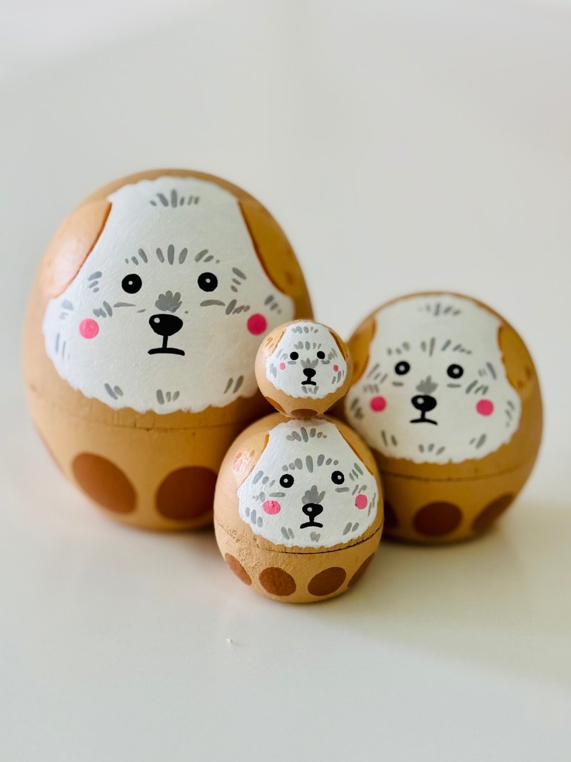 【客製化 寵物狗狗】訂製商品 俄羅斯娃娃套裝 手工木製 療癒擺設 - 客製化寵物商品 - 木頭 