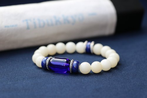 TIBUKKYO德榕藏品 白玉菩提根 8mm圓珠 串珠設計 佛珠飾品 菩提子 穿搭 藍琉璃 送禮