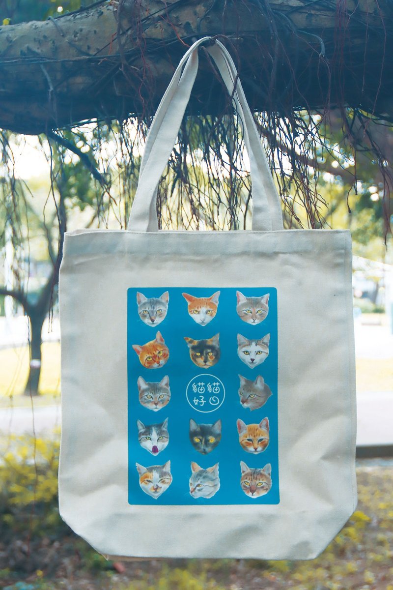 Cat Good Day Canvas Bag Ultramarine Edition - Handbags & Totes - Cotton & Hemp 