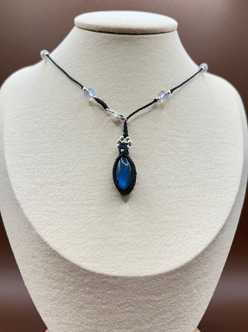 拉長石編織項鍊/吊墜 - 項鍊 - 水晶 藍色